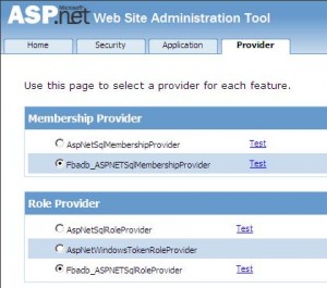 ASP.NET Configuration wizard - Testing the Membership and Role Provider