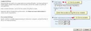 Enable Logging Settings and Processing Settings