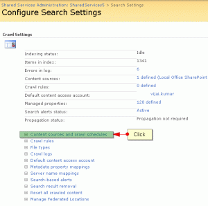 Configure Search Settings Page
