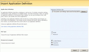 Import Application Definition File