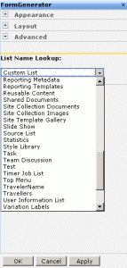 Select the list name from the list of lists