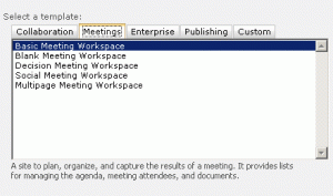List of templates under Meetings