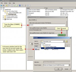 Figure 13 - Creating Alias Name (CNAME)