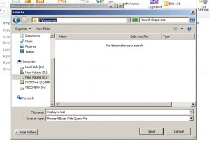 Figure 4 - Saving Excel Web Query File