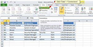 Figure 8 - Data Connections for the workbook