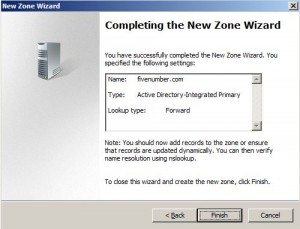 Figure 8 - Completing the New Zone Wizard