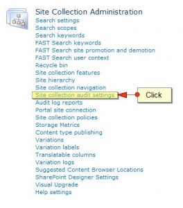 Figure 1 - Configure Site Collection Audit Settings