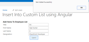 Insert into custom list using Angular