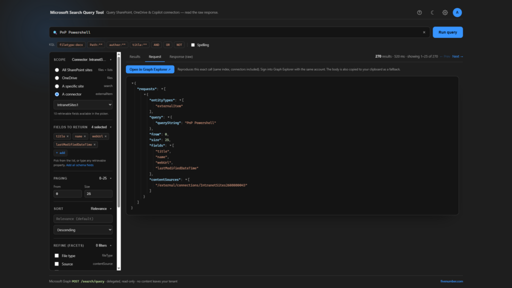 Microsoft Search Query Tool for SharePoint, OneDrive and Copilot connectors