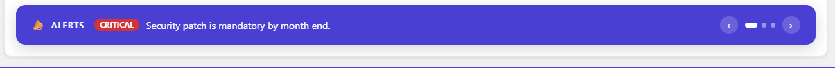 Announcements ticker web part showing a rotating alert band on a SharePoint intranet