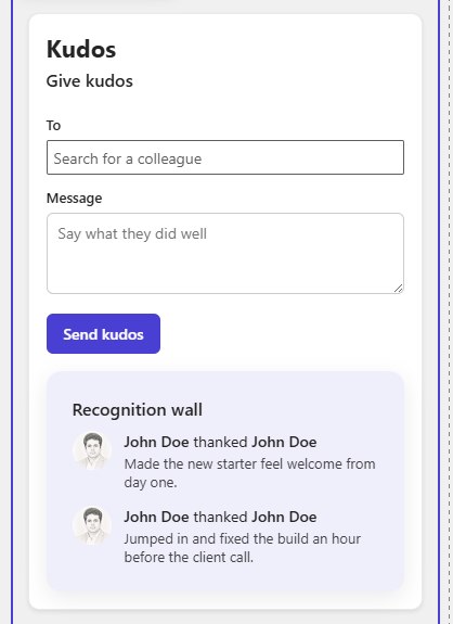Kudos recognition web part on SharePoint