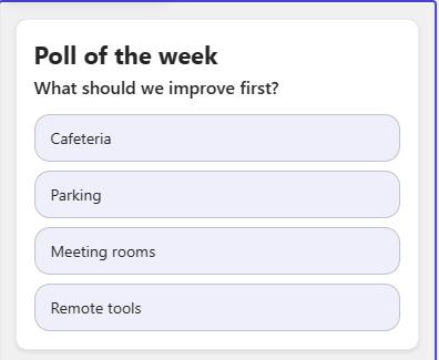 Poll web part with live result bars on SharePoint