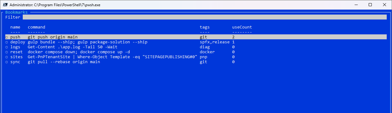 PowerShell Bookmark picker
